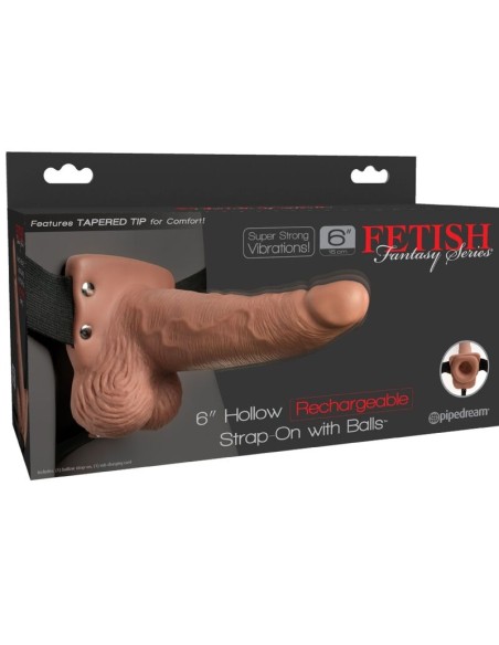FETISH FANTASY SERIES - ARNÉS AJUSTABLE PENE REALÍSTICO CON TESTÍCULOS RECARGABLE Y VIBRADOR 15 CM 