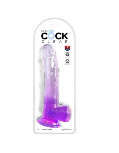 KING COCK - CLEAR DILDO CON TESTÍCULOS 20.3 CM MORADO 