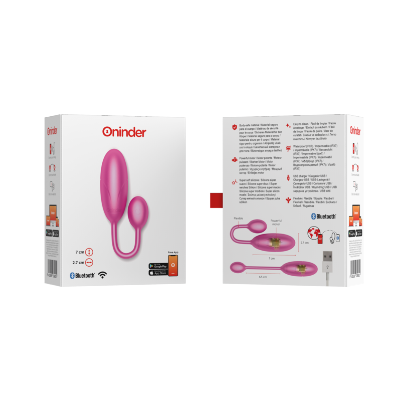 ONINDER - DENVER HUEVO VIBRADOR ROSA 7 X 2.7 CM - APP GRATUITA 