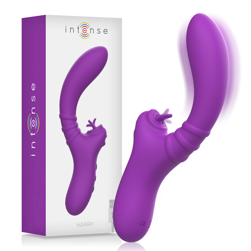 INTENSE - HARRY VIBRADOR FLEXIBLE CON LENGUA MORADO 