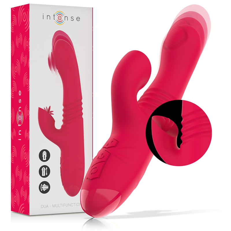 INTENSE - DUA VIBRADOR MULTIFUNCIÓN RECARGABLE UP & DOWN CON LENGUA ROJO 