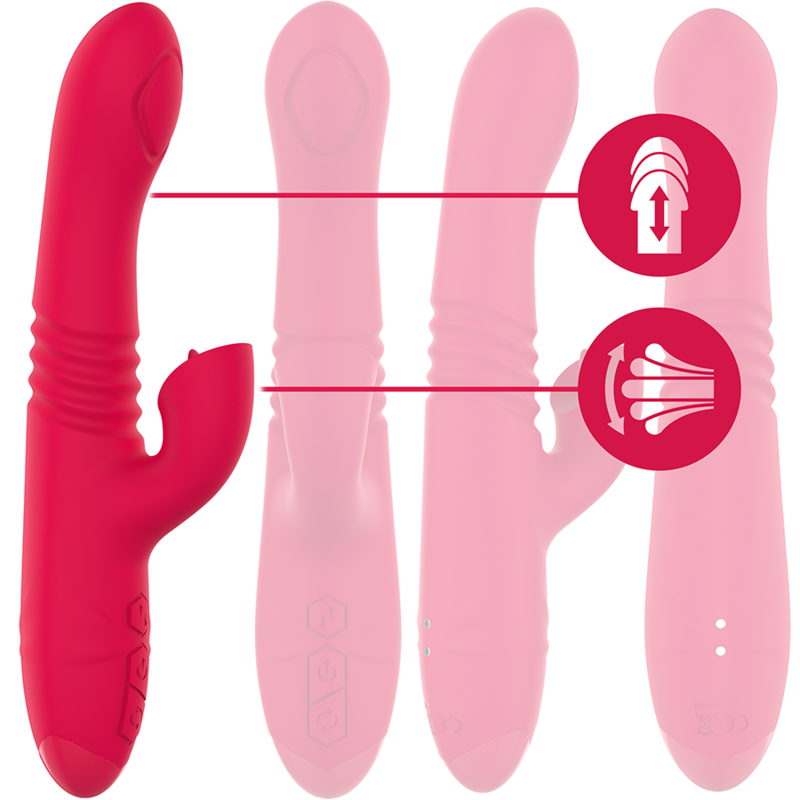 INTENSE - DUA VIBRADOR MULTIFUNCIÓN RECARGABLE UP & DOWN CON LENGUA ROJO 