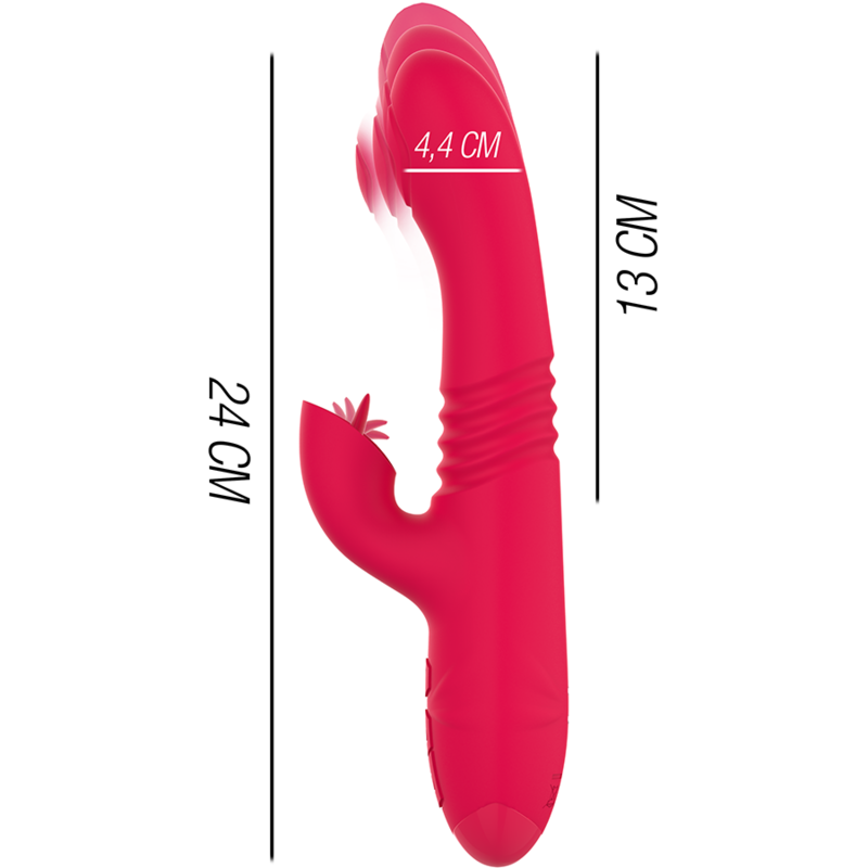INTENSE - DUA VIBRADOR MULTIFUNCIÓN RECARGABLE UP & DOWN CON LENGUA ROJO 