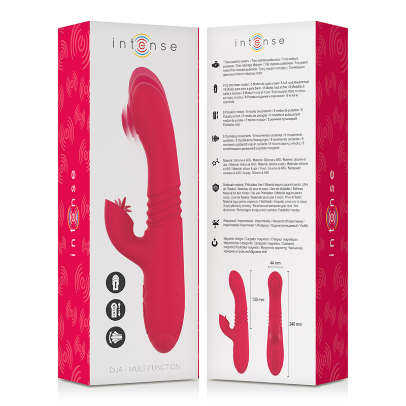INTENSE - DUA VIBRADOR MULTIFUNCIÓN RECARGABLE UP & DOWN CON LENGUA ROJO 