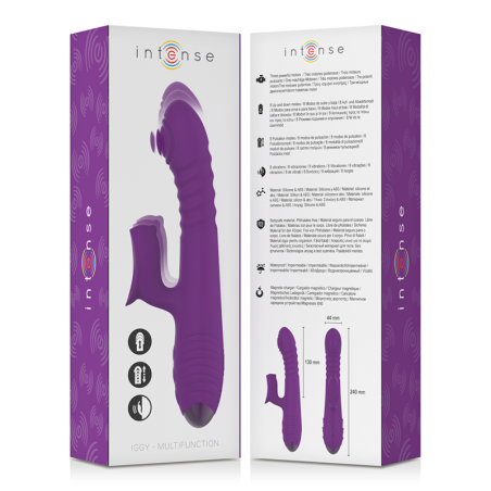 INTENSE - IGGY VIBRADOR MULTIFUNCIÓN RECARGABLE UP & DOWN CON ESTIMULADOR DE CLITORIS MORADO 