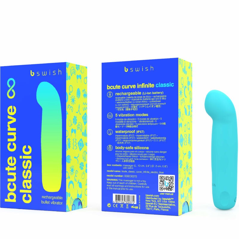 B SWISH - BCUTE CURVE INFINITE CLASSIC VIBRADOR RECARGABLE SILICONA AZUL 