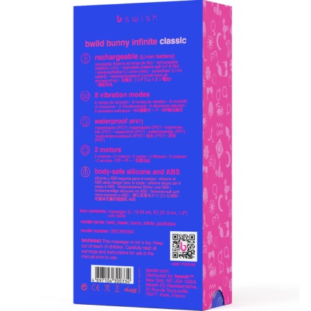 B SWISH - BWILD BUNNY INFINITE CLASSIC VIBRADOR RECARGABLE SILICONA AZUL B SWISH