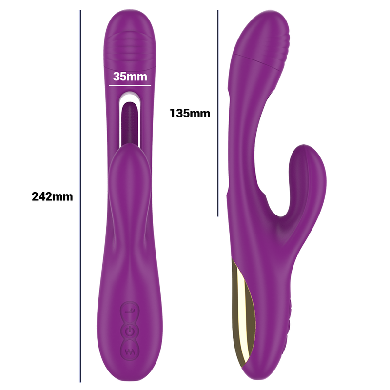 INTENSE - APOLO VIBRADOR MULTIFUNCIÓN RECARGABLE 7 VIBRACIONES CON LENGUA OSCILANTE MORADO 