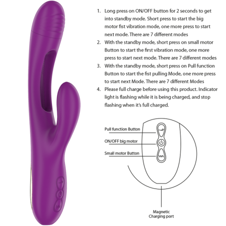 INTENSE - APOLO VIBRADOR MULTIFUNCIÓN RECARGABLE 7 VIBRACIONES CON LENGUA OSCILANTE MORADO 