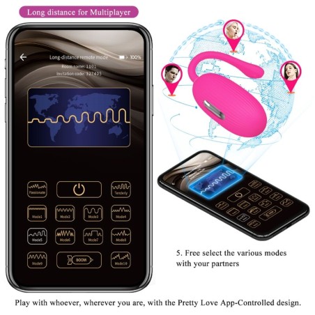 PRETTY LOVE - DOREEN HUEVO VIBRADOR RECARGABLE MAGENTA CONTROL REMOTO PRETTY LOVE SMART