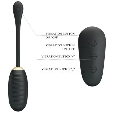 PRETTY LOVE - DOREEN HUEVO VIBRADOR DE LUJO RECARGABLE NEGRO CONTROL REMOTO PRETTY LOVE SMART