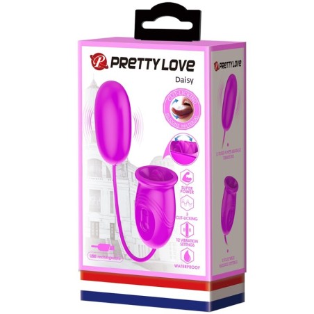 PRETTY LOVE - DAISY HUEVO DUAL VIBRADOR RECARGABLE MORADO PRETTY LOVE FLIRTATION