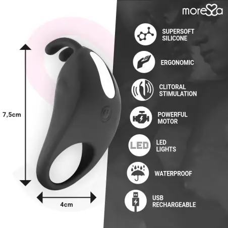 Brad Premium Silicone Recargable Negro - Rotación | Moressa