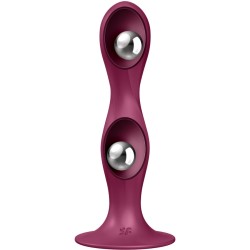 SATISFYER - DOUBLE BALL-R DILDO SILICONA GRANATE SATISFYER PLUGS 2