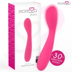 MORESSA - DRUSO MASAJEADOR DUO PUNTO G Y SUERO PELVICO PREMIUM SILICONE RECARGABLE 2