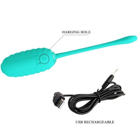 PRETTY LOVE - KIRK HUEVO VIBRADOR RECARGABLE VERDE AGUA PRETTY LOVE SMART