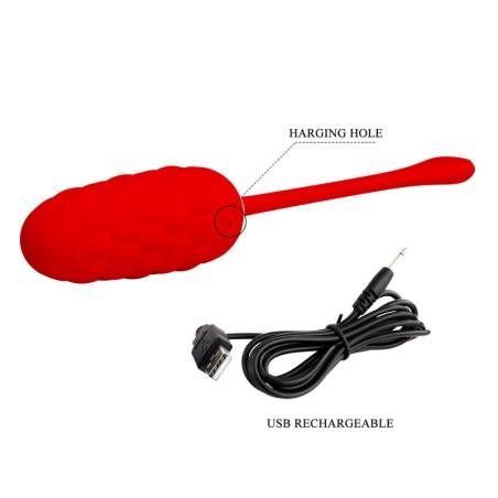 PRETTY LOVE - HUEVO VIBRADOR CON TEXTURA MARINA RECARGABLE ROJO PRETTY LOVE SMART