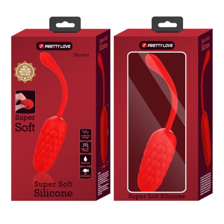 PRETTY LOVE - HUEVO VIBRADOR CON TEXTURA MARINA RECARGABLE ROJO PRETTY LOVE SMART