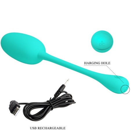 PRETTY LOVE - KNUCKER HUEVO VIBRADOR RECARGABLE VERDE AGUA PRETTY LOVE FLIRTATION