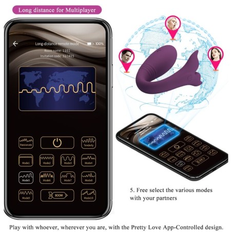 PRETTY LOVE - JAYLEEN VIBRADOR APP CONTROL REMOTO LILA PRETTY LOVE LED