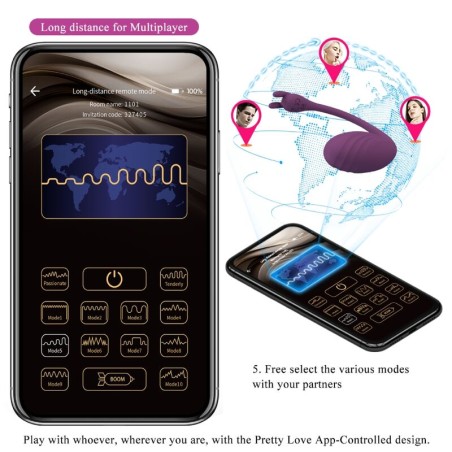 PRETTY LOVE - CATALINA VIBRADOR APP CONTROL REMOTO LILA PRETTY LOVE LED
