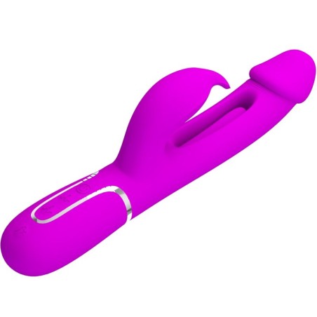 PRETTY LOVE - KAMPAS VIBRADOR RABBIT 3 EN 1 MULTIFUNCIÓN CON LENGUA FUCSIA PRETTY LOVE FLIRTATION