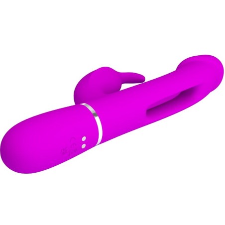 PRETTY LOVE - KAMPAS VIBRADOR RABBIT 3 EN 1 MULTIFUNCIÓN CON LENGUA FUCSIA PRETTY LOVE FLIRTATION