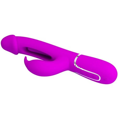 PRETTY LOVE - KAMPAS VIBRADOR RABBIT 3 EN 1 MULTIFUNCIÓN CON LENGUA FUCSIA PRETTY LOVE FLIRTATION