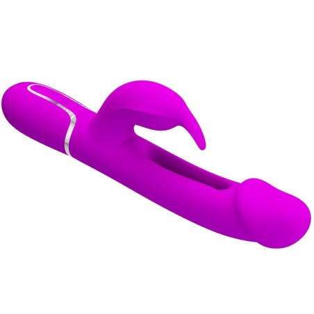 PRETTY LOVE - KAMPAS VIBRADOR RABBIT 3 EN 1 MULTIFUNCIÓN CON LENGUA FUCSIA PRETTY LOVE FLIRTATION