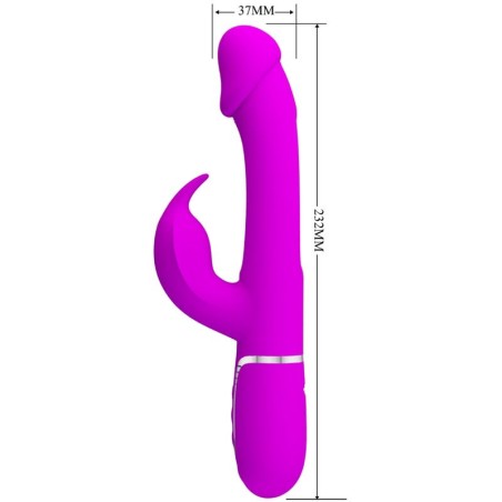 PRETTY LOVE - KAMPAS VIBRADOR RABBIT 3 EN 1 MULTIFUNCIÓN CON LENGUA FUCSIA PRETTY LOVE FLIRTATION