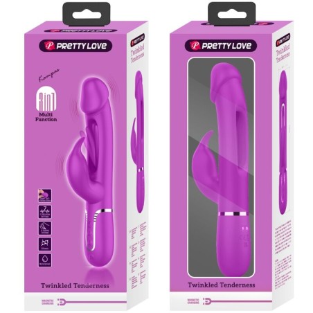 PRETTY LOVE - KAMPAS VIBRADOR RABBIT 3 EN 1 MULTIFUNCIÓN CON LENGUA FUCSIA PRETTY LOVE FLIRTATION