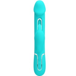 PRETTY LOVE - KAMPAS VIBRADOR RABBIT 3 EN 1 MULTIFUNCIÓN CON LENGUA VERDE AGUA PRETTY LOVE FLIRTATION 2