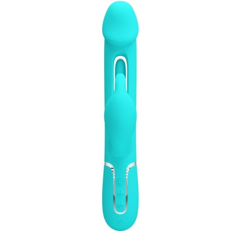 PRETTY LOVE - KAMPAS VIBRADOR RABBIT 3 EN 1 MULTIFUNCIÓN CON LENGUA VERDE AGUA PRETTY LOVE FLIRTATION