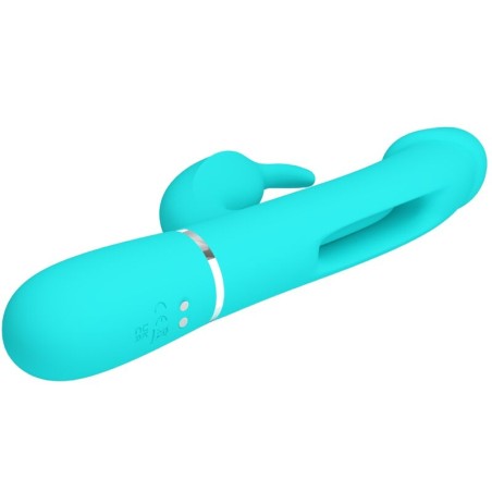 PRETTY LOVE - KAMPAS VIBRADOR RABBIT 3 EN 1 MULTIFUNCIÓN CON LENGUA VERDE AGUA PRETTY LOVE FLIRTATION