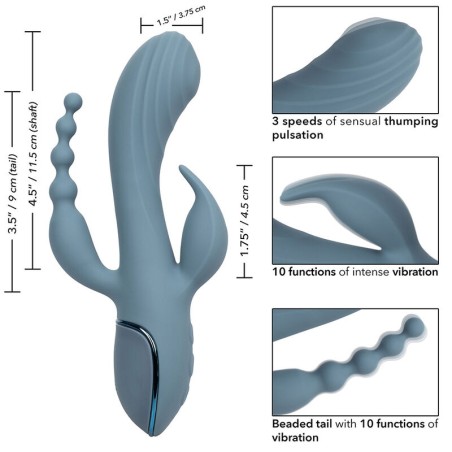 CALEXOTICS - VIBRADOR TRIPLE ÉXTASIS GRIS CALEXOTICS