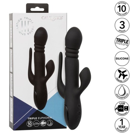 CALEXOTICS - VIBRADOR TRIPLE EUPHORIA NEGRO CALEXOTICS