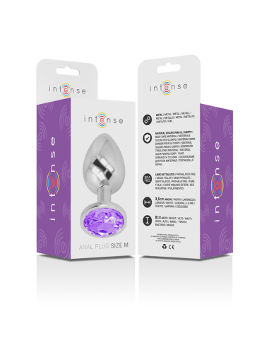 INTENSE - PLUG ANAL METAL ALUMINIO CON CRISTAL VIOLETA TALLA M 