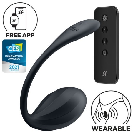SATISFYER - RIBBED PETAL ESTIMULADOR PUNTO G CONTROL REMOTO NEGRO APP GRATUITA SATISFYER PARTNER