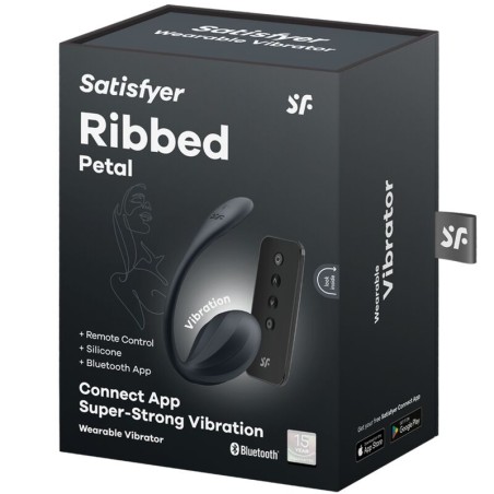 SATISFYER - RIBBED PETAL ESTIMULADOR PUNTO G CONTROL REMOTO NEGRO APP GRATUITA SATISFYER PARTNER
