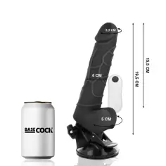 BASECOCK - VIBRADOR REALÍSTICO CONTROL REMOTO NEGRO CON TESTÍCULOS 19.5 CM -O- 4 CM 2