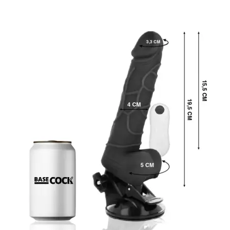 Vibrador Realístico Control Remoto Negro con Testículos