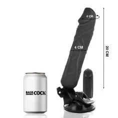 BASECOCK - VIBRADOR REALÍSTICO CONTROL REMOTO NEGRO 20 CM -O- 4 CM 2