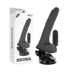 BASECOCK - VIBRADOR REALÍSTICO CONTROL REMOTO NEGRO CON TESTÍCULOS 20 CM -O- 4 CM