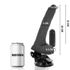 BASECOCK - VIBRADOR REALÍSTICO CONTROL REMOTO NEGRO CON TESTÍCULOS 20 CM -O- 4 CM 2