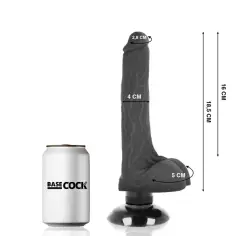 BASECOCK - VIBRADOR REALÍSTICO 2-1 NEGRO 18.5 CM -O- 4 CM 2