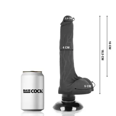 Vibrador Realístico 2-1 Negro 18.5 cm Ø 4 cm | Basecock