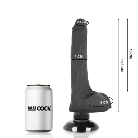 Vibrador Realístico 2-1 Negro 18.5 cm Ø 4 cm | Basecock