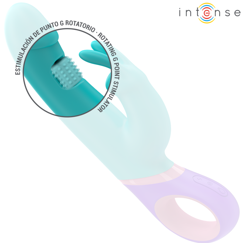 INTENSE - MÓNICA VIBRADOR RABBIT CON ESTIMULADOR ROTATORIO DEL PUNTO G AZUL 
