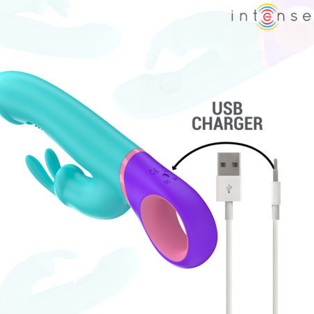 INTENSE - MÓNICA VIBRADOR RABBIT CON ESTIMULADOR ROTATORIO DEL PUNTO G AZUL INTENSE FUN