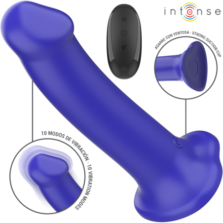INTENSE - VICTORIA VIBRADOR CON VENTOSA 10 VIBRACIONES AZUL OSCURO CONTROL REMOTO INTENSE FUN